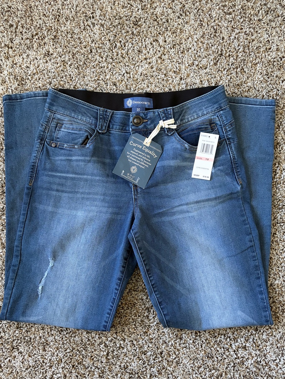 Democracy Woman’s Blue Slim Straight Jeans Curvy Fit 10